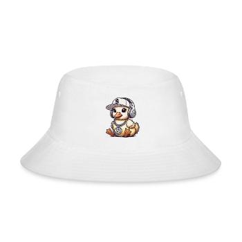 Funny chick headphones motif with baseball cap - Bucket Hat - white - Front