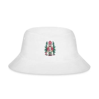 Festive Nutcracker with Coffee for a Nutcracker - Bucket Hat - white - Front