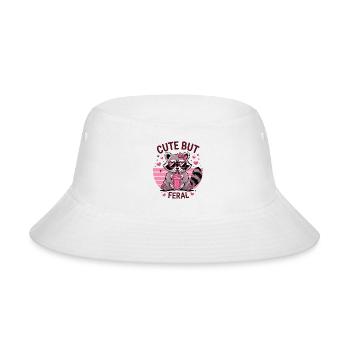 Cute but Feral, Funny Raccoon Meme - Bucket Hat - white - Front