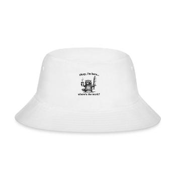 Okay I'm Here Where's The Work Funny Retro Raccoon - Bucket Hat - white - Front