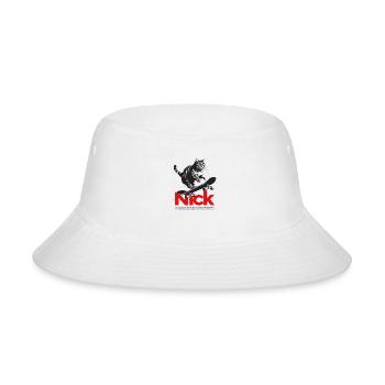 Cool Cat Skateboard with cute Boy Name NICK - Bucket Hat - white - Front
