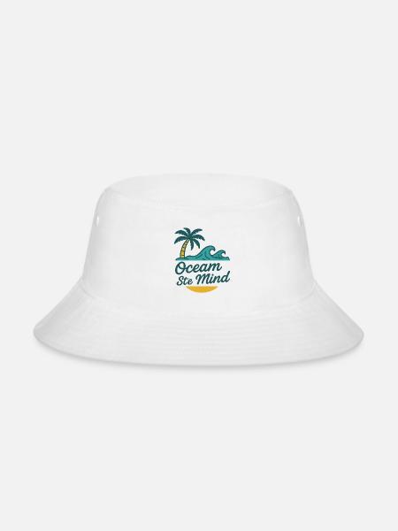 Ocean Ste Mind Palm Wave - Bucket Hat - white