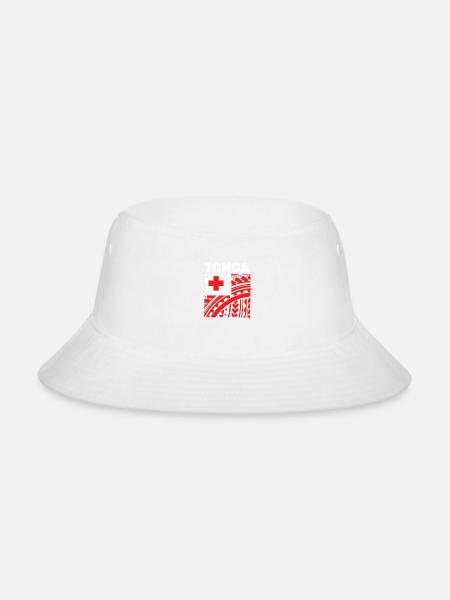 Tonga Flag Polynesian Tribal Tongan - Bucket Hat - white