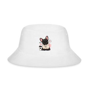Cozy Hoodie Pup Hearts - Bucket Hat - white - Front
