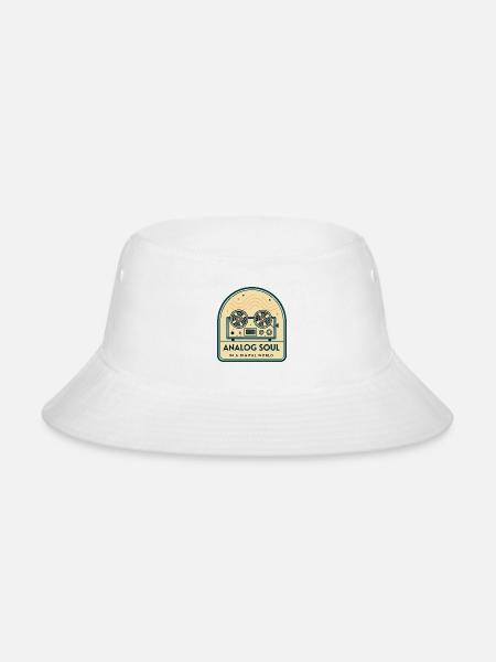 Analog Soul Digital World Reel To Reel Retro 70s - Bucket Hat - white