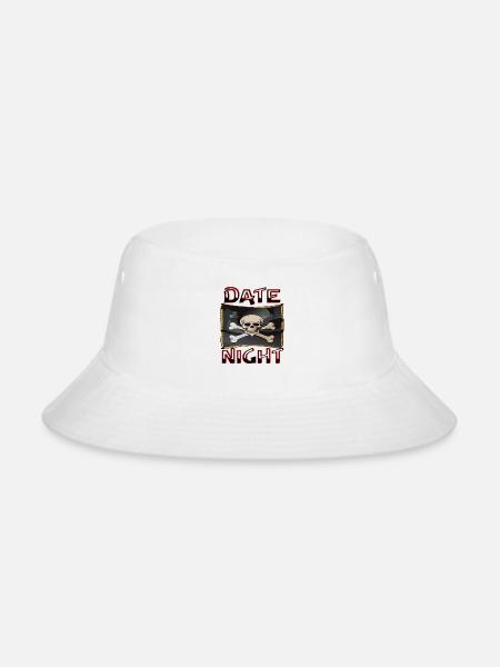 Date Night - Skull & Crossbones - Pirates or Toxic - Bucket Hat - white