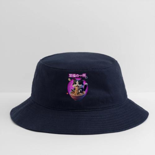 Cat Enjoying Ramen: Japanese Typography - Bucket Hat