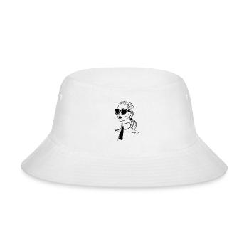 Chic Fashionista in Sunglasses Illustration - Bucket Hat - white - Front