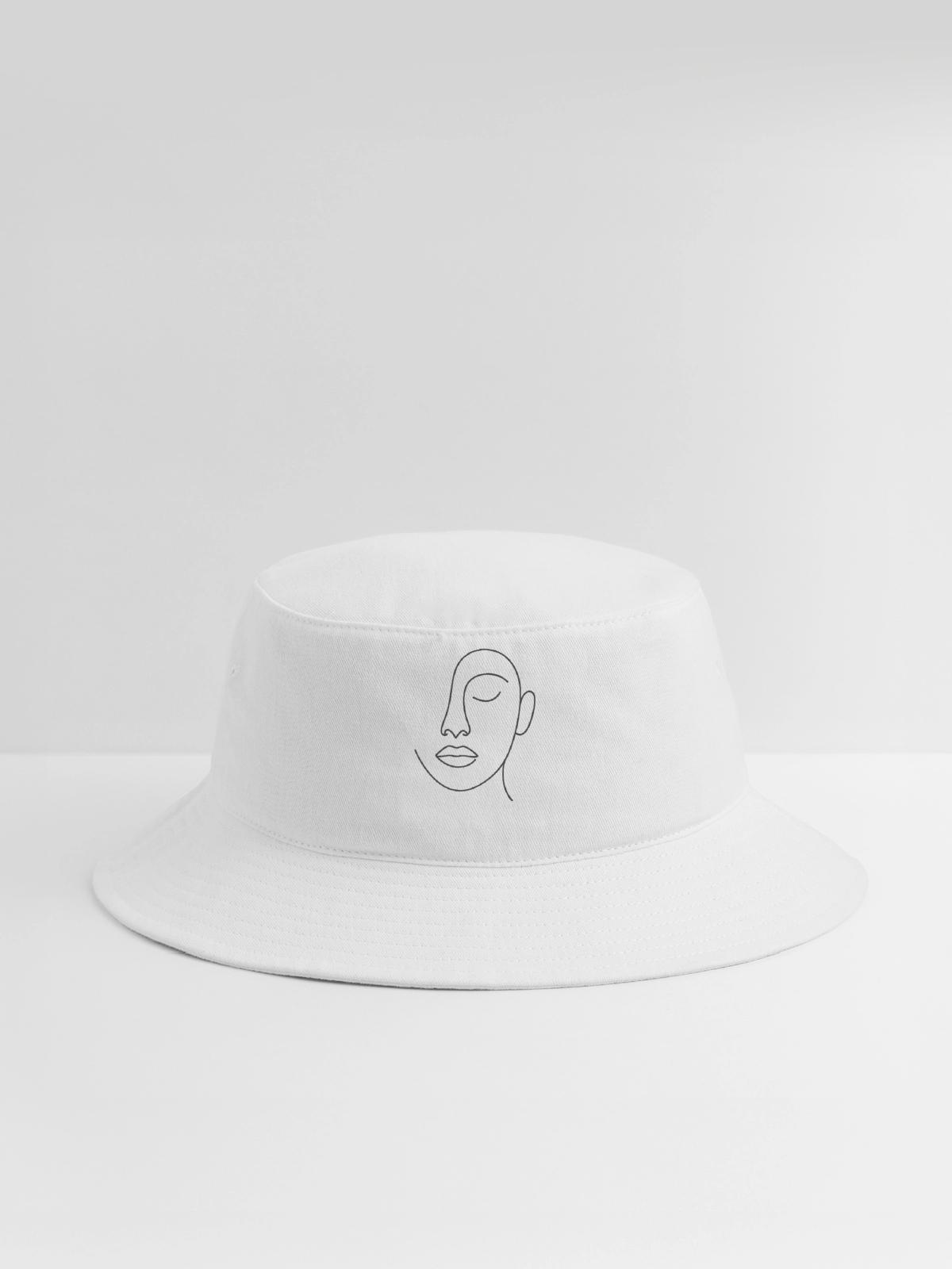 Minimal Line Portrait - Bucket Hat - white - Front
