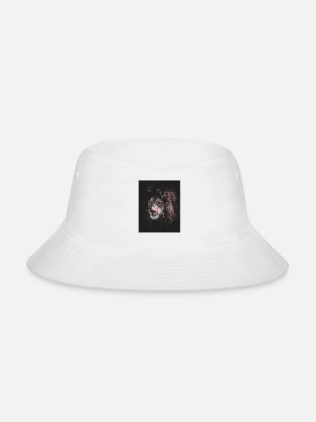 Noir Lion Portrait - Bucket Hat - white