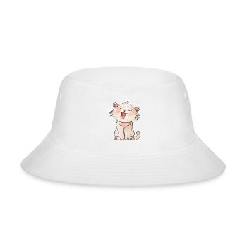 cute meowing cat in comic style - Bucket Hat - white - Front