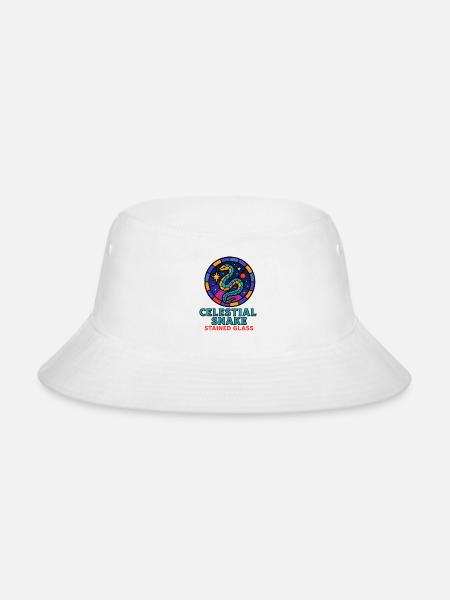 Celestial Snake Stained Glass - Bucket Hat - white