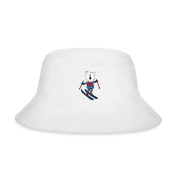 red scarf polar bear ski - Bucket Hat - white - Front