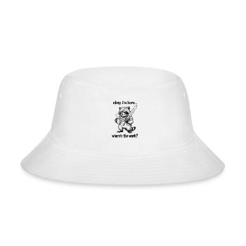 Okay I'm Here Where's The Work Funny Retro Raccoon - Bucket Hat - white - Front