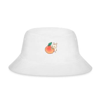 Bunny With Giant Peach - Bucket Hat - white - Front
