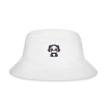 cute panda headphone motif - Bucket Hat - white - Front