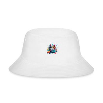 colorful cat designed in comic graffiti style - Bucket Hat - white - Front