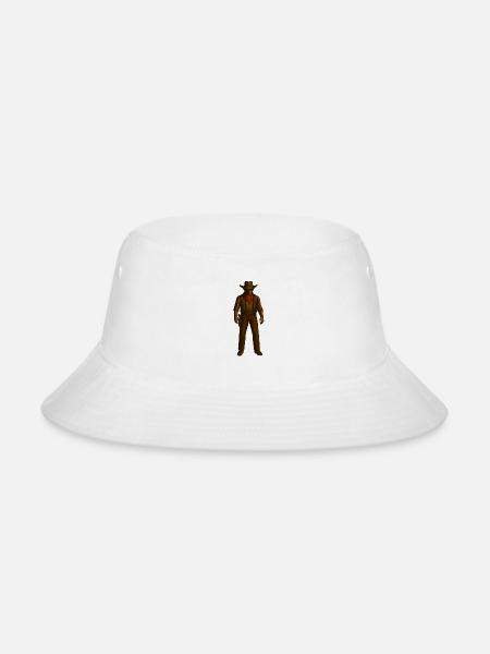 Western Cowboy Silhouette Illustration - Bucket Hat - white