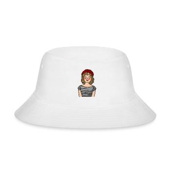 Parisian Smile – Retro Chic Girl Illustration - Bucket Hat - white - Front
