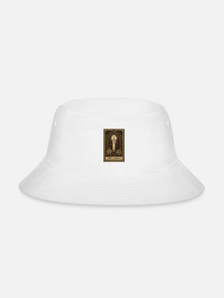 Candle in Gothic Arch Tarot Card - Bucket Hat - white