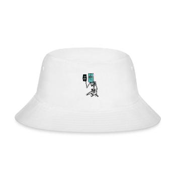 Pot Hotspot Skeleton WiFi Meme Art - Bucket Hat - white - Front