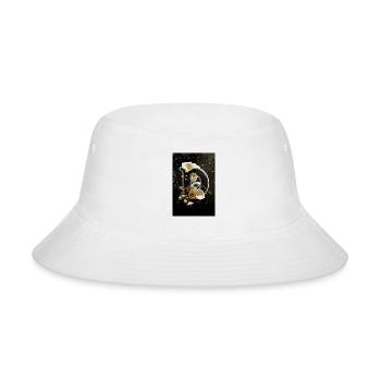 Luxury Gold & Black Floral Letter D - Elegant Mono - Bucket Hat - white - Front
