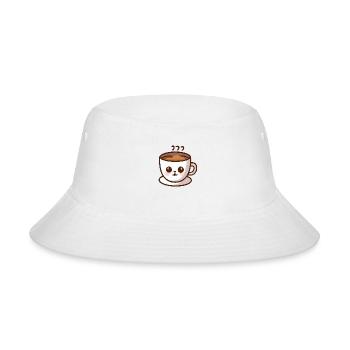 Coffee Cup Cat Face - Bucket Hat - white - Front