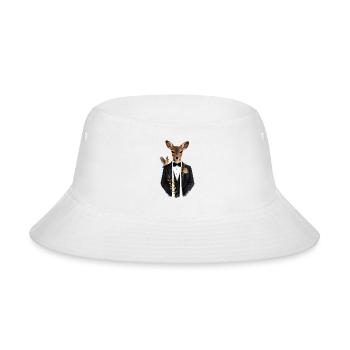 Elegant Deer in a Tuxedo with Birds - Bucket Hat - white - Front