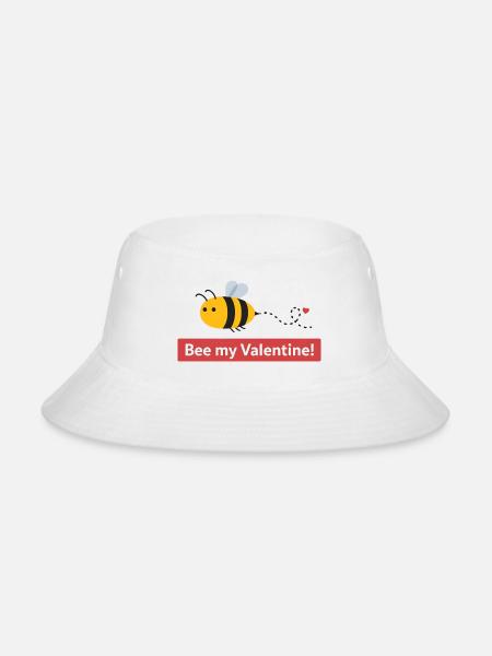 Bee My Valentine Bumble Be Mine - Bucket Hat - white