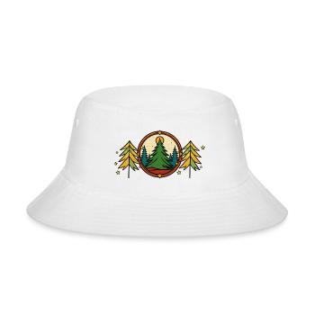 Forest Circle Night Sky Retro - Bucket Hat - white - Front