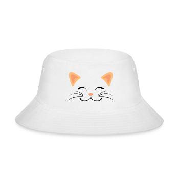 Floating Cat Face - Bucket Hat - white - Front