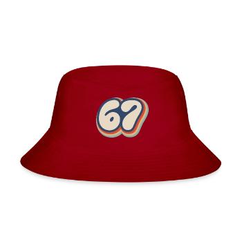 67 Sixty Seven Number 67 Vintage Retro Meme Six - Bucket Hat - red - Front