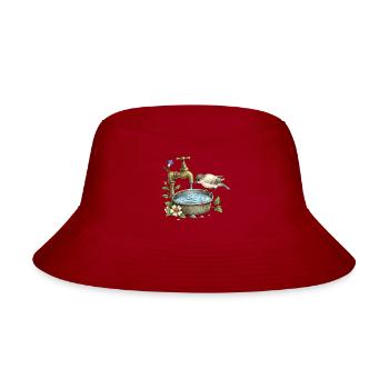 Bird at Rustic Tap Garden Watering - Bucket Hat - red - Front