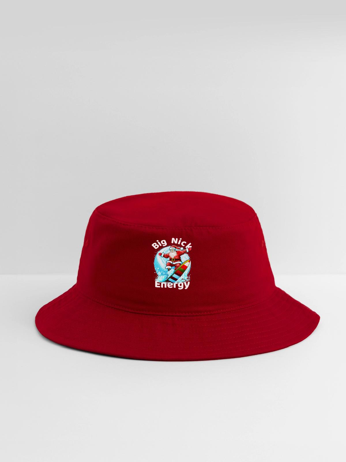 Big Nick Energy,Retro Santa - Bucket Hat - red - Front