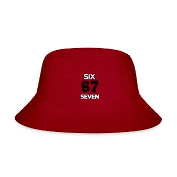 Six Seven meme Funny of the fluffy kid 67 Trend  - Bucket Hat - red - Front
