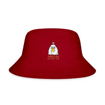 Funny Social Battery Low Introvert Ghost Coffee - Bucket Hat - red - Front