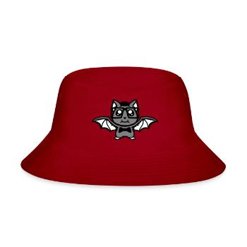 Cute Nerd Bat Glasses Bow Tie Halloween Smart Geek - Bucket Hat - red - Front