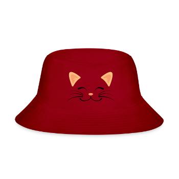 Floating Cat Face - Bucket Hat - red - Front