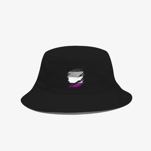 Asexual Pride Flag Ripped Reveal - Bucket Hat