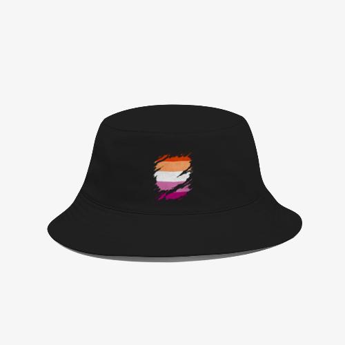 Lesbian Pride Flag Ripped Reveal - Bucket Hat
