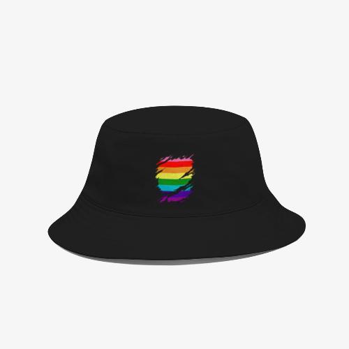 Original Gilbert Baker LGBT Gay Pride Flag Ripped - Bucket Hat