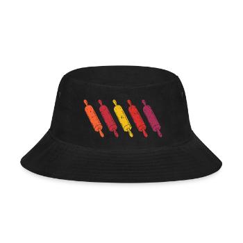 Rolling Pin Retro Vintage Baking Baker - Bucket Hat - black - Front