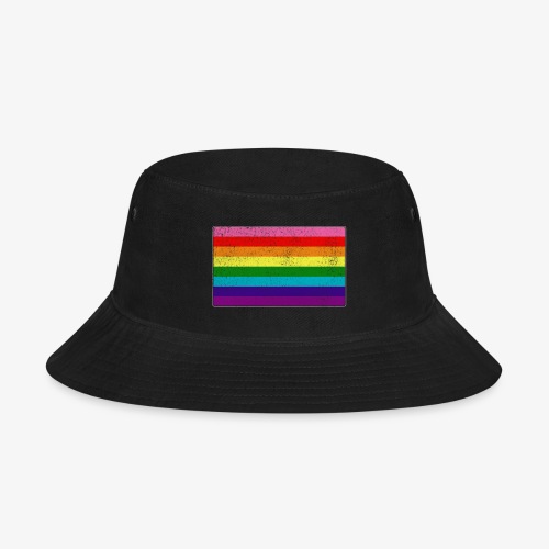 Distressed Original LGBT Gay Pride Flag - Bucket Hat
