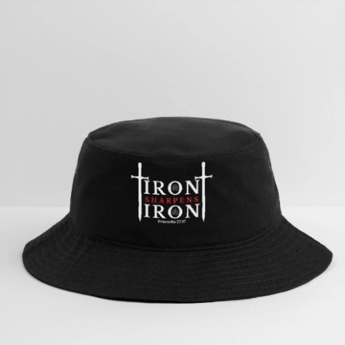 Iron Sharpens Iron - Proverbs 27:17 (White & Red) - Bucket Hat