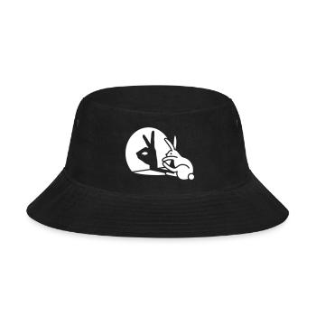 Funny Rabbit hand shadow puppet bunny hare pop art - Bucket Hat - black - Front
