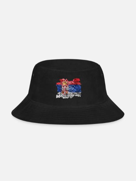 Serbia Vintage Flag - Bucket Hat - black