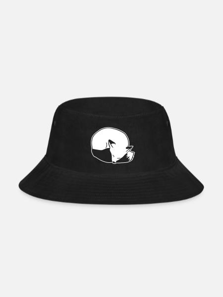 Kawaii Sleeping Fox - Bucket Hat - black