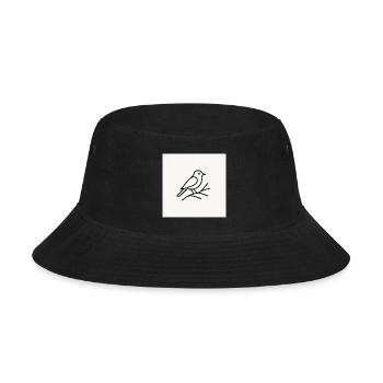 Bird Lineart on Branch - Bucket Hat - black - Front