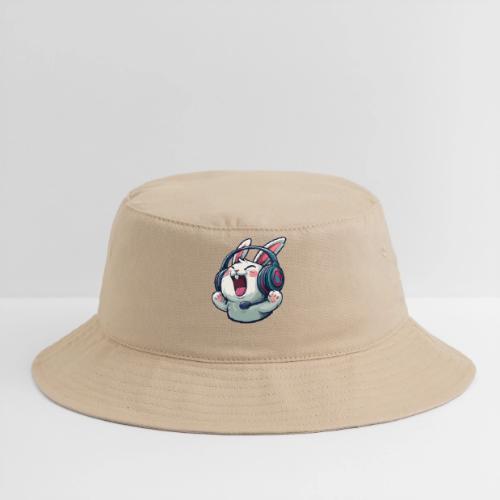 Gamer Bunny Headset Cartoon Design - Bucket Hat