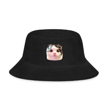 Wide Eyed Cat Meme Splash - Bucket Hat - black - Front